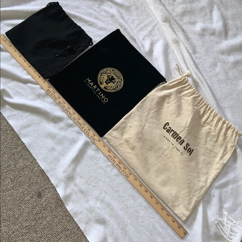 Lot of 3 black & Beige Drawstring dust cover Bags for purses shoes etc all incl